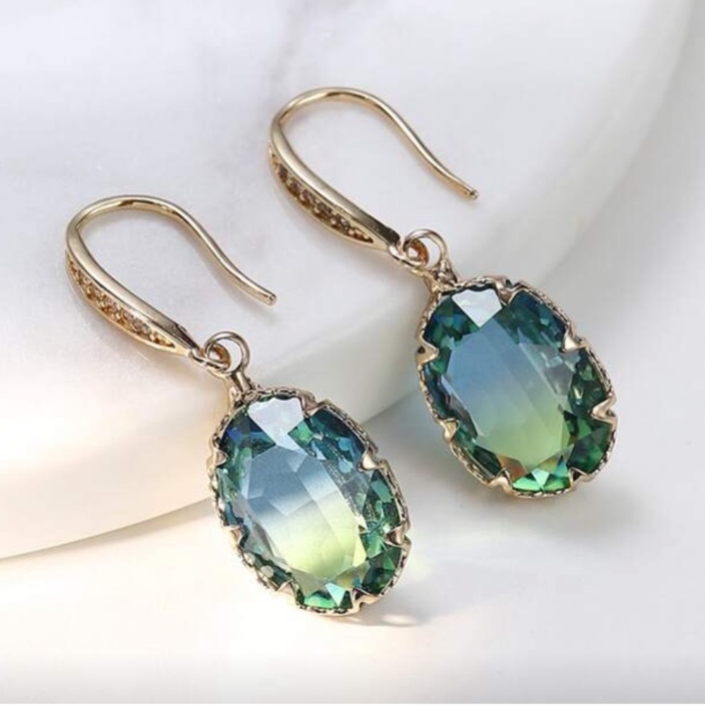 Elegant Gold and Blue Earrings
